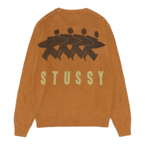 Stussy Surfman Icon cotton linen Crew (BROWN)