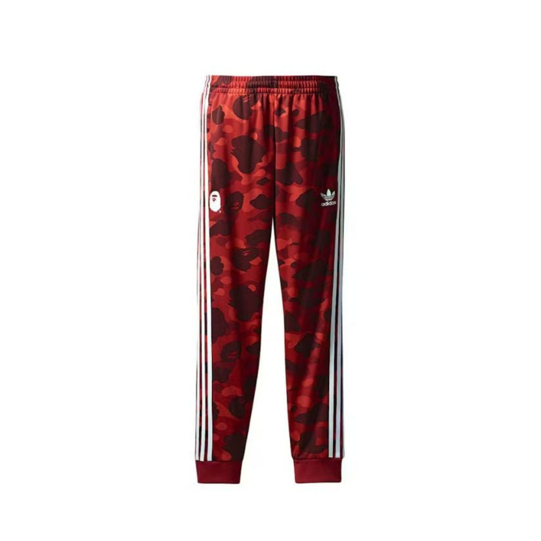 BAPE X adidas adicolor 运动裤 (原色红)