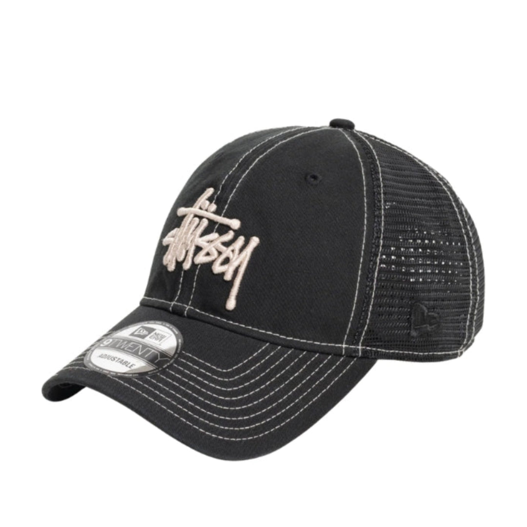 Stussy X New Era 9twenty 水洗基础卡车帽 (黑色)