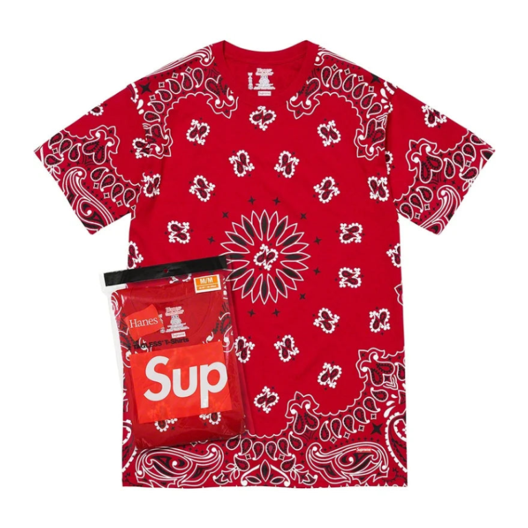 เสื้อยืด Supreme Hanes Bandana Tagless แพ็ค 2 ตัว (สีขาว)