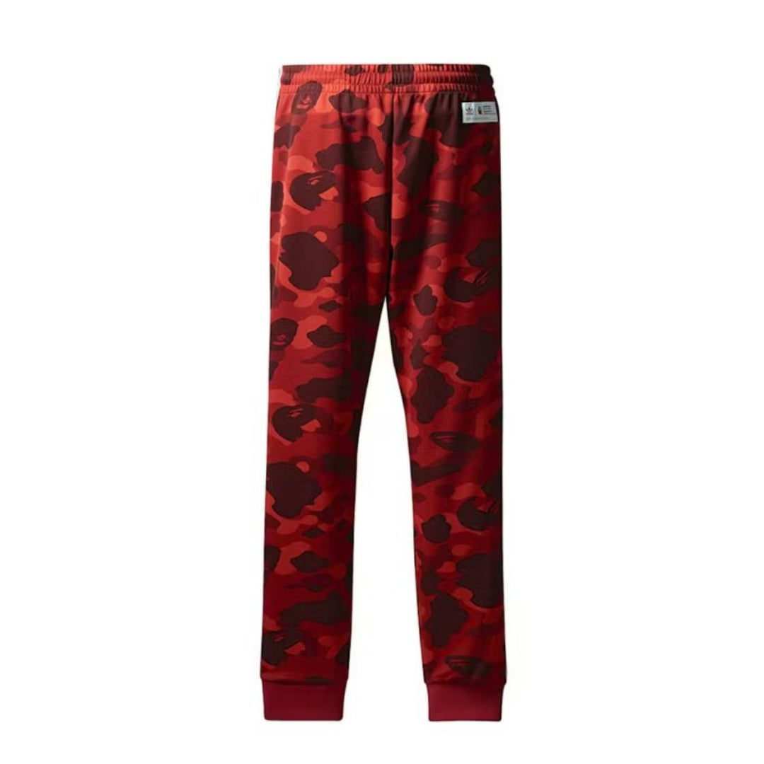 BAPE X adidas adicolor 运动裤 (原色红)