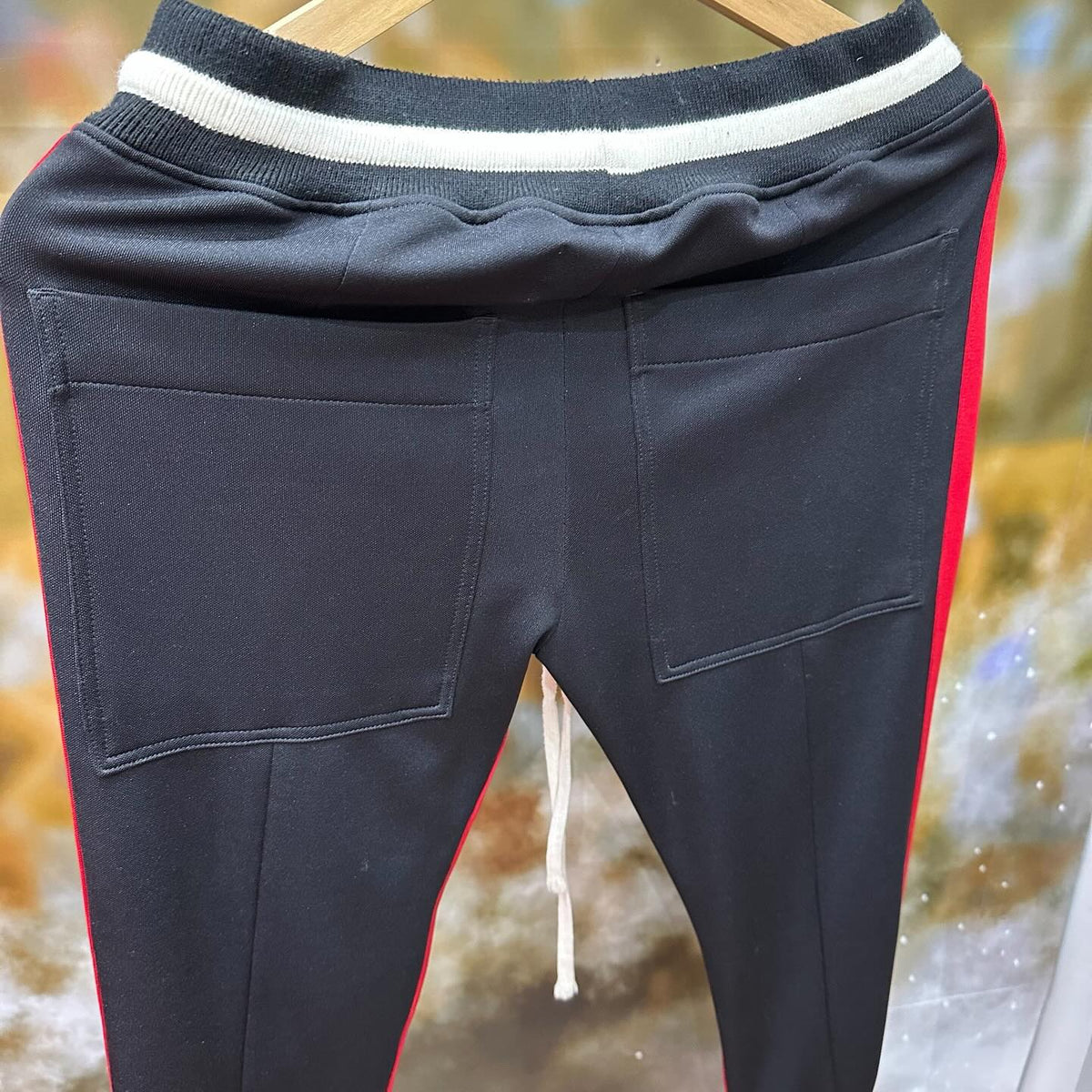 Fear Of God Drawstring Stripe Track Pants (BLACK RED)