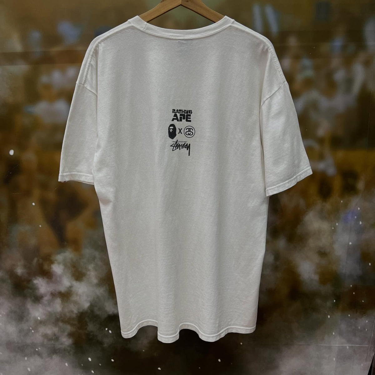 STUSSY X BAPE camo skull head t-shirt (WHITE)