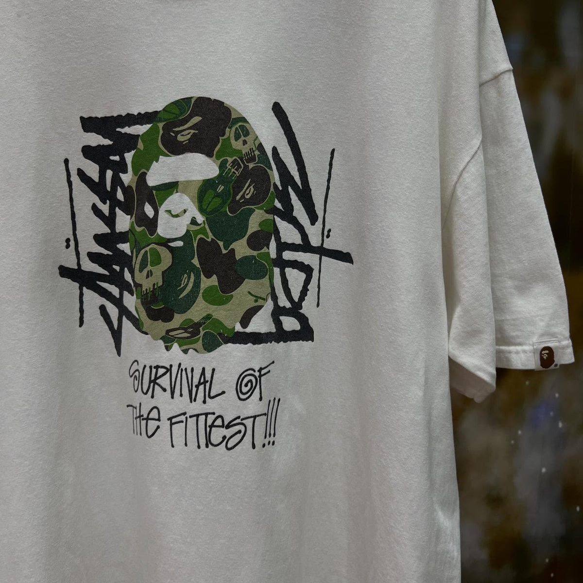 STUSSY X BAPE camo skull head t-shirt (WHITE)