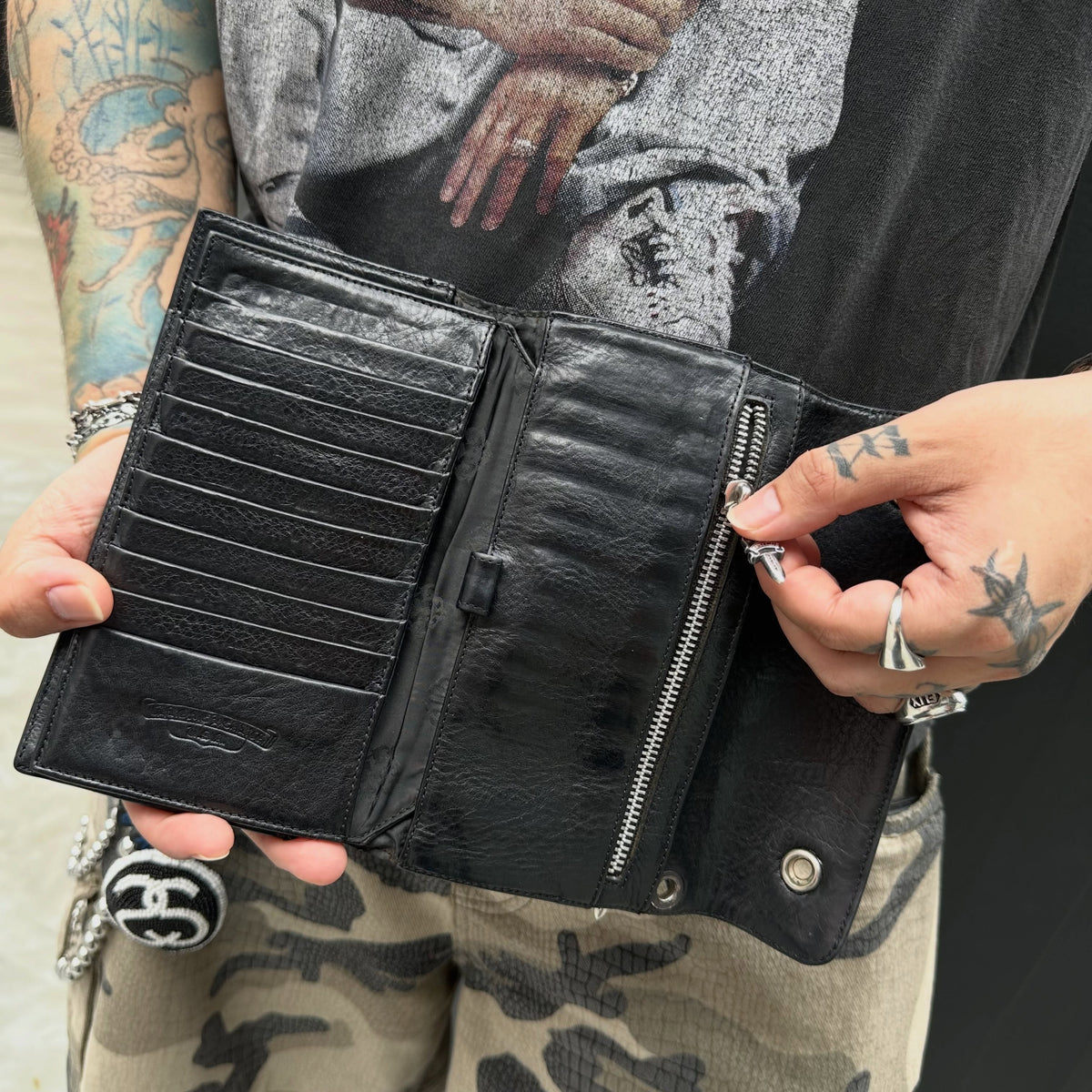 Chrome Hearts Fleur Button Trifold Large Wallet