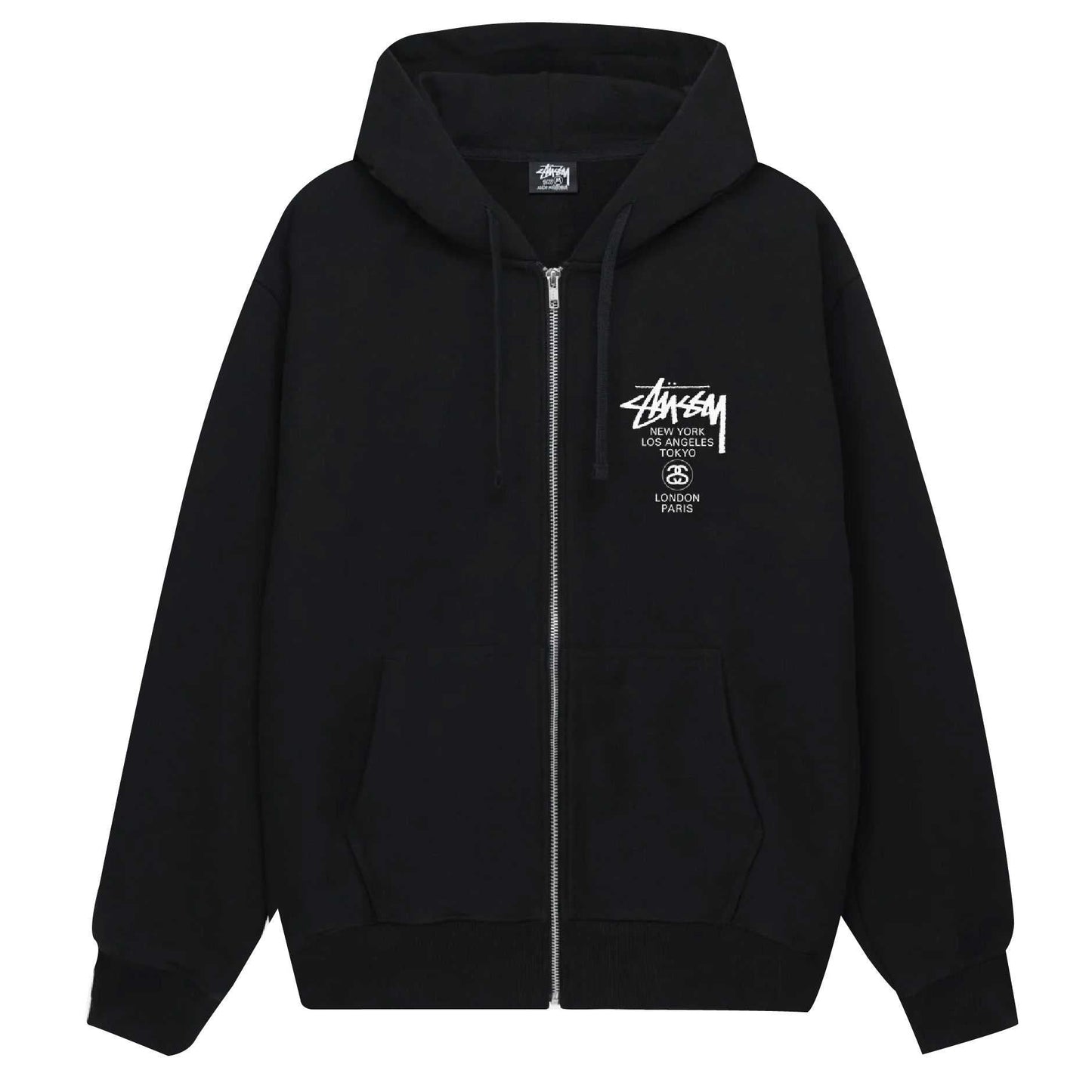 Stussy Zip Hoodie World Tour 2024 (BLACK)