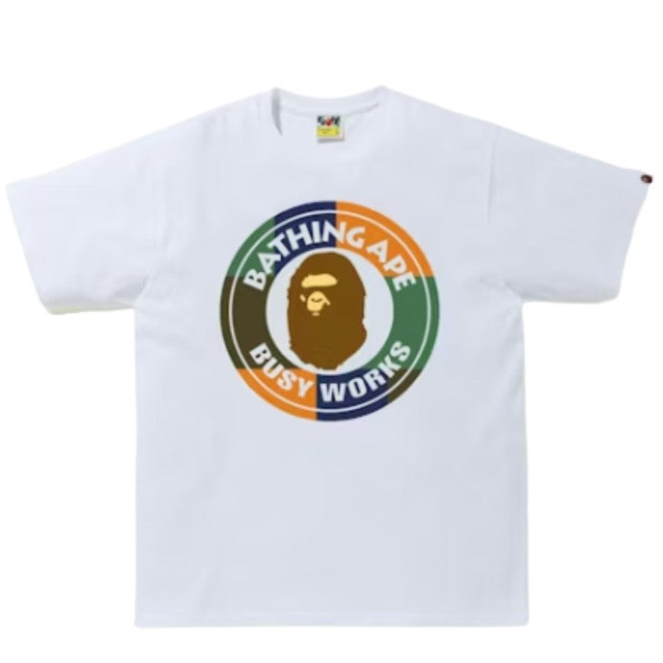 BAPE Color Block Busy Works Tee (WHITE/ORANGE)