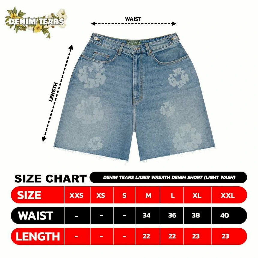 Denim Tears Laser Wreath Denim Shorts (LIGHT WASH)