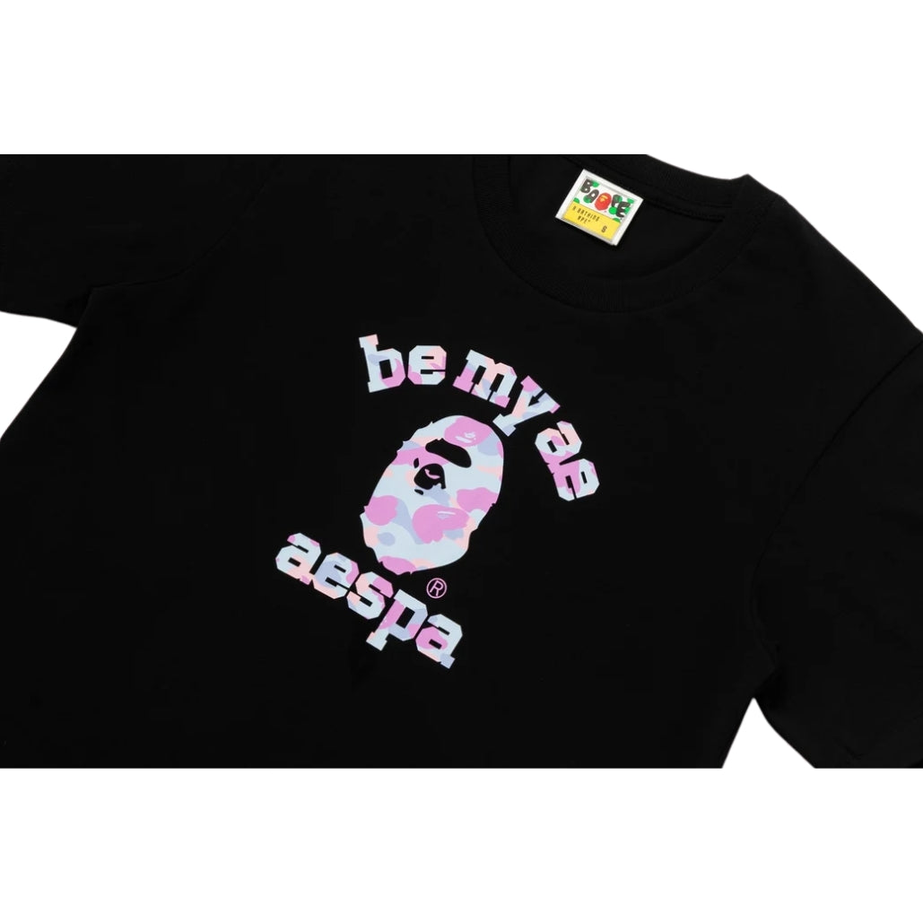 BAPE x aespa College Relaxed Fit Tee (BLACK)