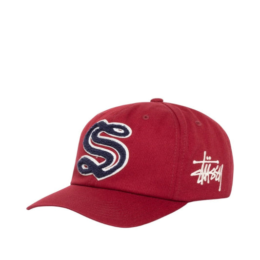 Stussy 中深哥特式S棒球帽 (酒红色)