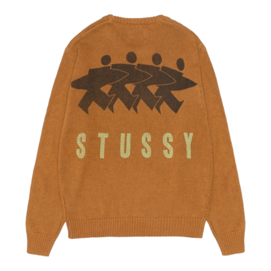 Stussy Surfman Icon cotton linen Crew (BROWN)