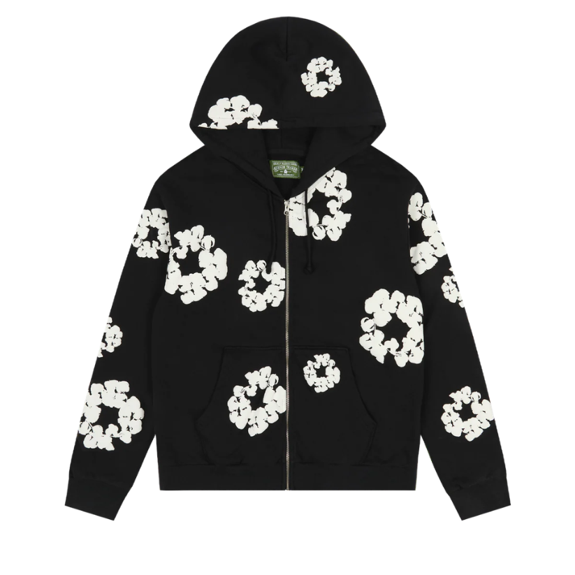 Denim Tears Cotton Wreath Zip Up Hoodie (BLACK)