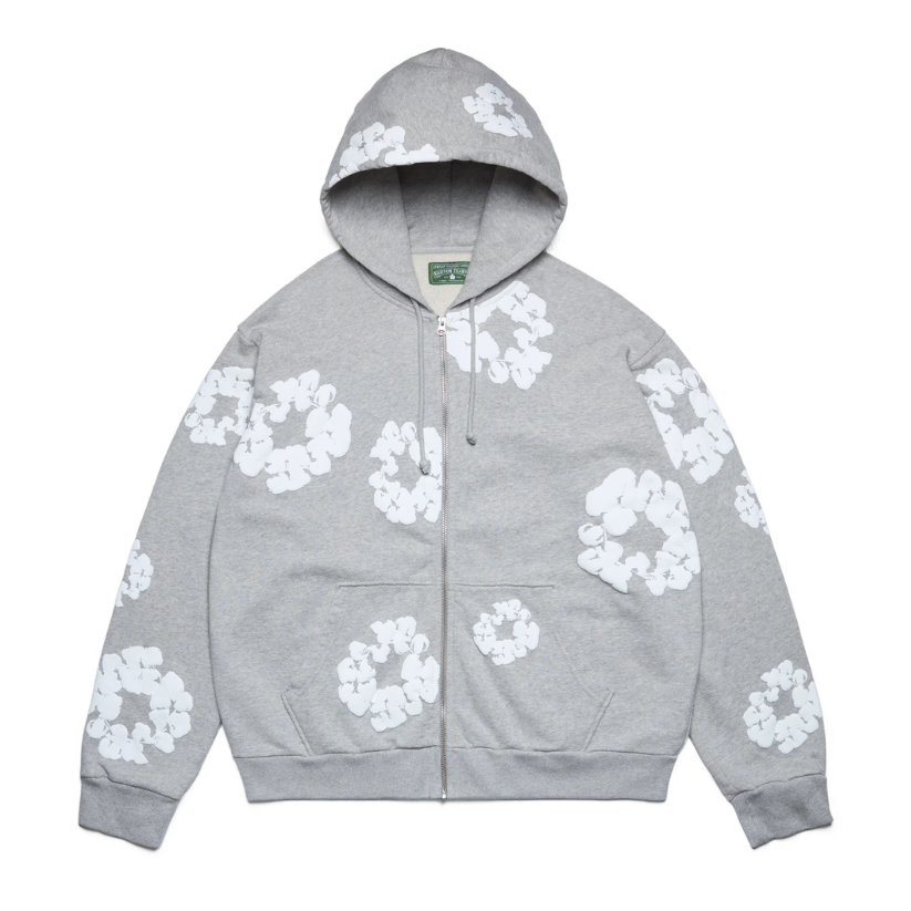 Denim Tears Cotton Wreath Zip Up Hoodie (GREY)