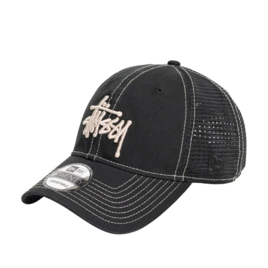Stussy X New Era 9twenty 水洗基础卡车帽 (黑色)