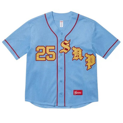 Supreme Old English Baseball Jersey (LIGHT BLUE)