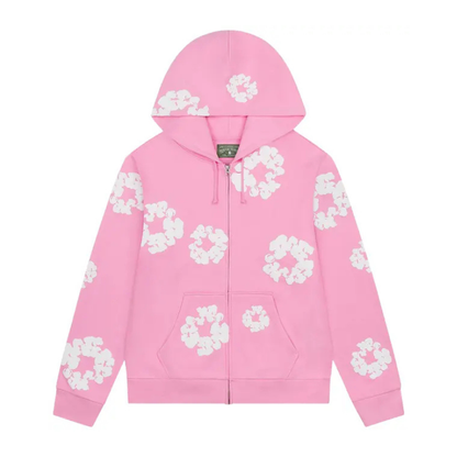 Denim Tears Cotton Wreath Zip Up Hoodie (PINK)