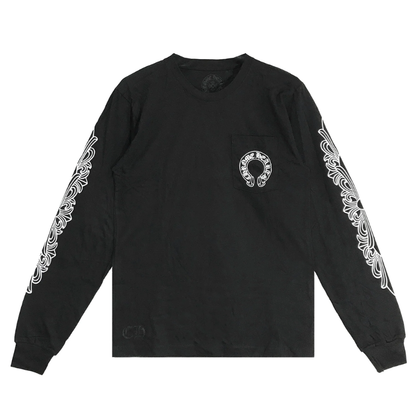 Chrome Hearts Floral Horseshoe L/S T-Shirt (BLACK)