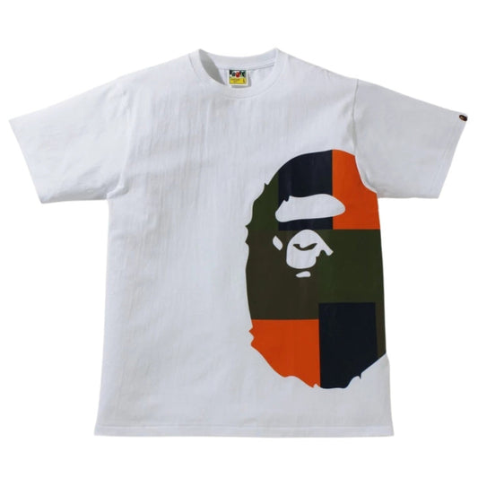 BAPE Color Block Side Big Ape Head Tee (WHITE/ORANGE)