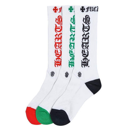 Chrome Hearts Logo Socks Set 3 Pairs (WHITE)