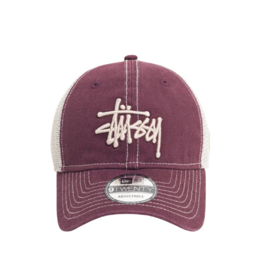 Stussy X New Era 9twenty 水洗基础卡车帽 (酒红色)