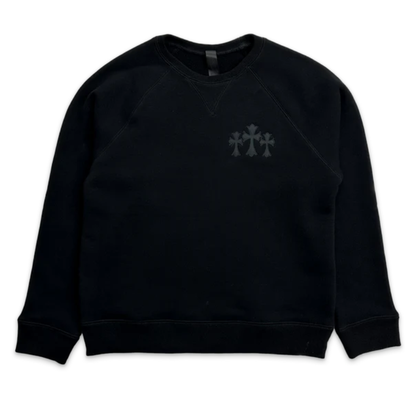 Chrome Hearts Triple Cross Nylon CH Logo 7/11 Crewneck Sweatshirt (BLACK)