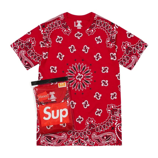 เสื้อยืด Supreme Hanes Bandana Tagless แพ็ค 2 ตัว (สีขาว)