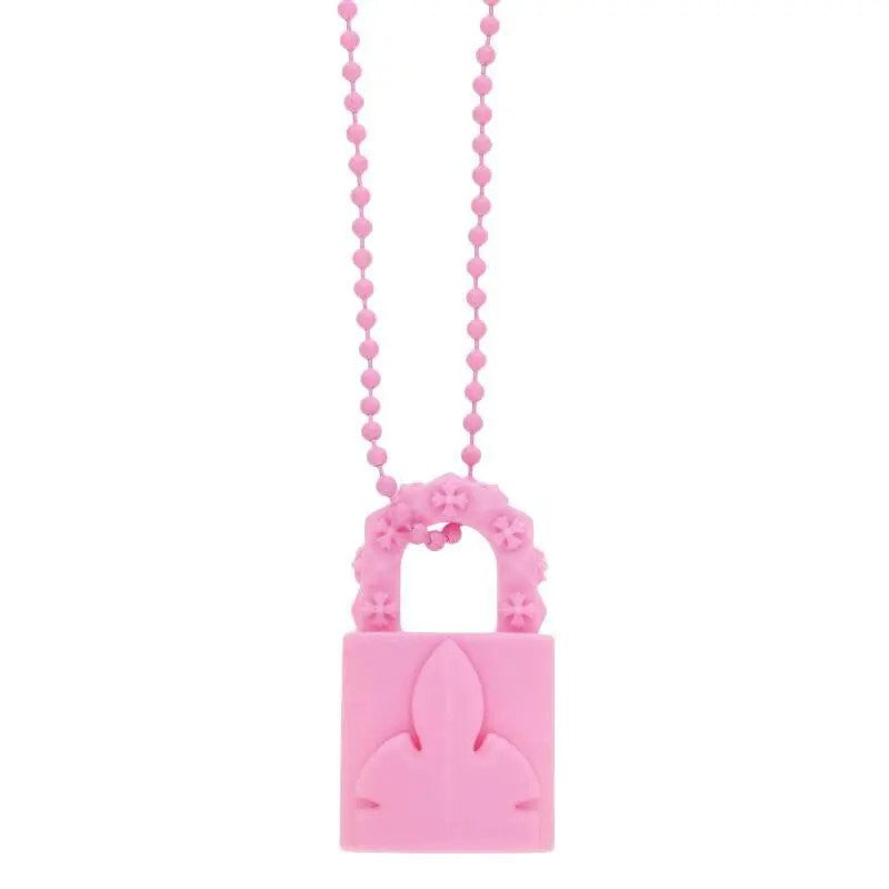 Chrome Hearts Silicone Rubber Lock Necklace (PINK)
