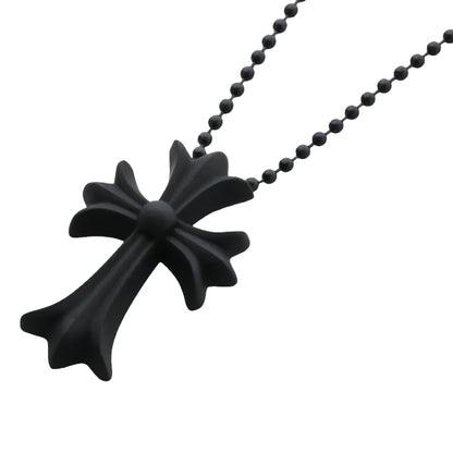Chrome Hearts Silicone Rubber Cross Necklace (BLACK)