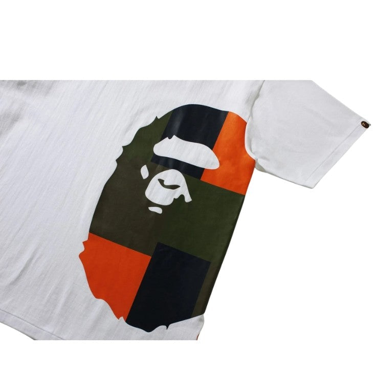 BAPE Color Block Side Big Ape Head Tee (WHITE/ORANGE)