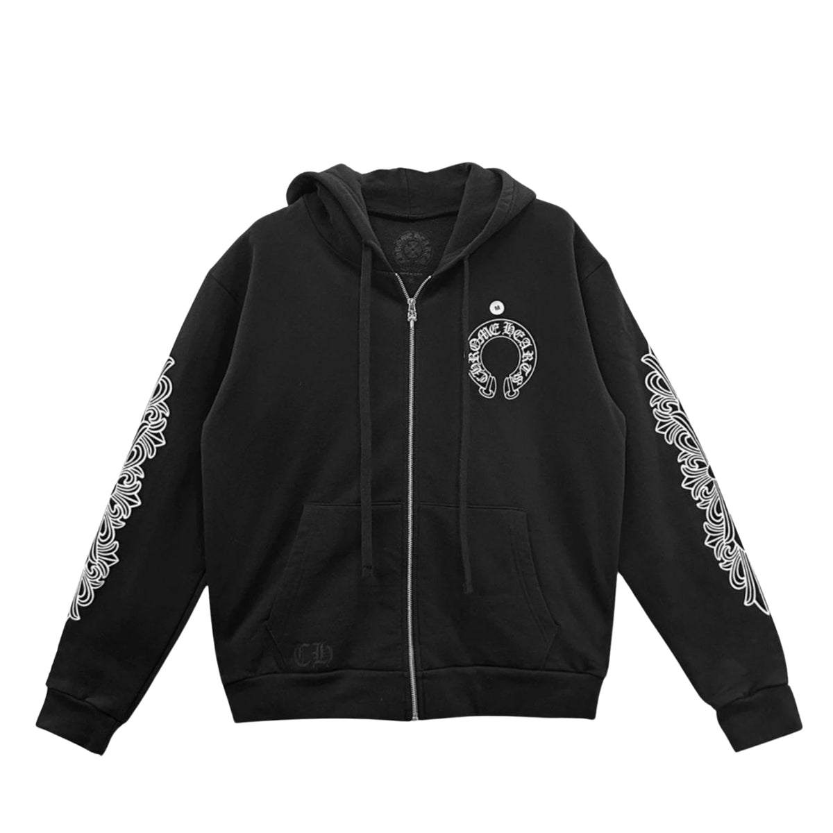 Chrome Hearts Horseshoe Floral Zip Up Hoodie (BLACK)