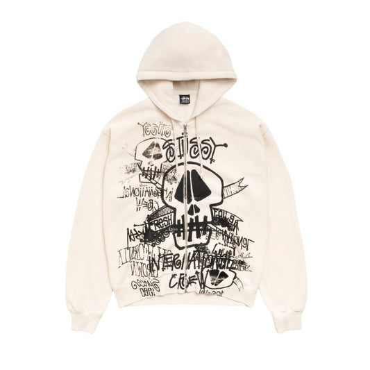 Stussy Zip Hoodie Skulls Pigment Dyed (BONE)