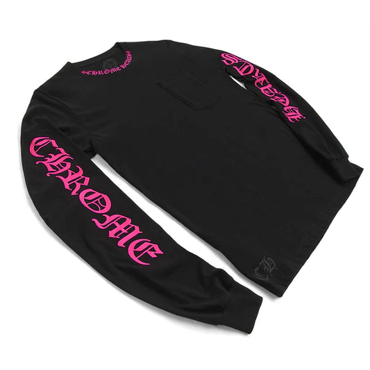 Chrome Hearts Neck Logo L/S T-Shirt (BLACK/PINK)