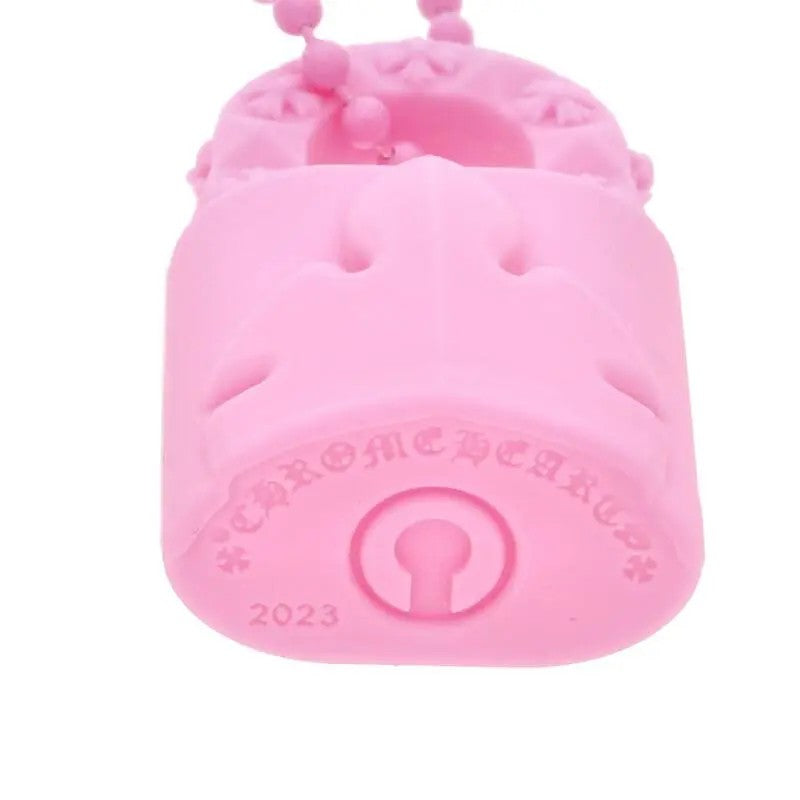 Chrome Hearts Silicone Rubber Lock Necklace (PINK)