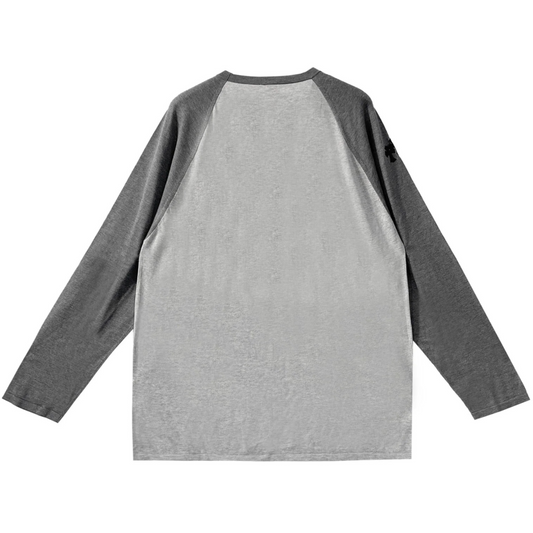 Chrome Hearts Cross Patch Embroidered Silk Baseball L/S T-Shirt (GREY)