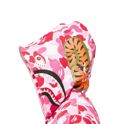 BAPE ABC Camo Crystal Stone Shark Full Zip Hoodie (PINK) LADIES