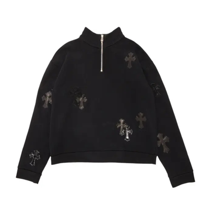 Chrome Hearts Multicross Patch Quarter Zip Sweatshirt (BLACK)