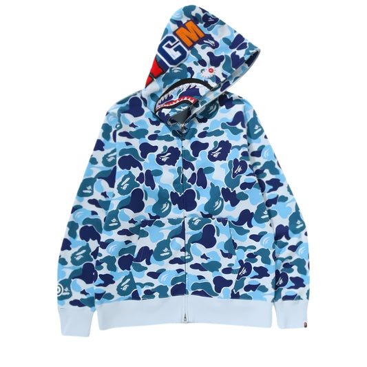 BAPE ABC Camo Crystal Stone Shark Full Zip Hoodie (BLUE) LADIES