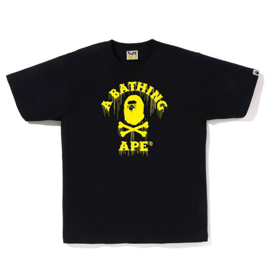 BAPE Drip Ape Crossbone College Tee (BLACK/YELLOW)