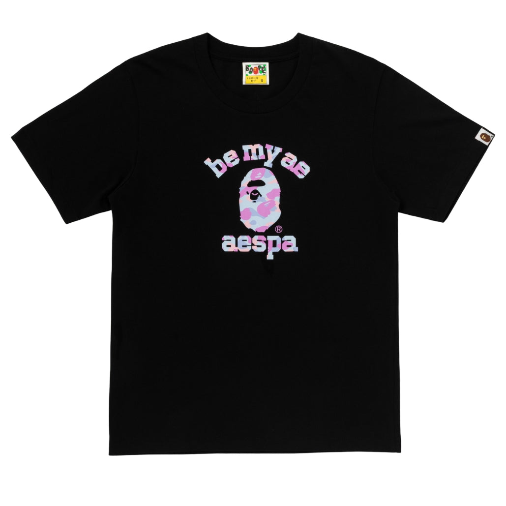 BAPE x aespa College Relaxed Fit Tee (BLACK)