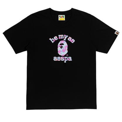 BAPE x aespa College Relaxed Fit Tee (BLACK)