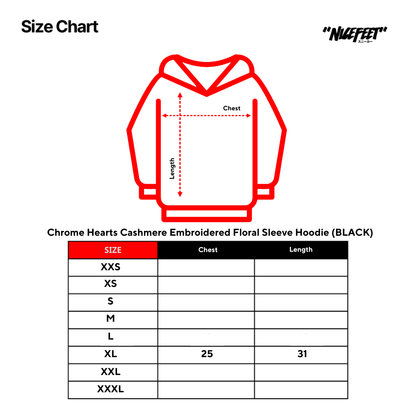 Chrome Hearts Cashmere Embroidered Floral Sleeve Hoodie (BLACK)