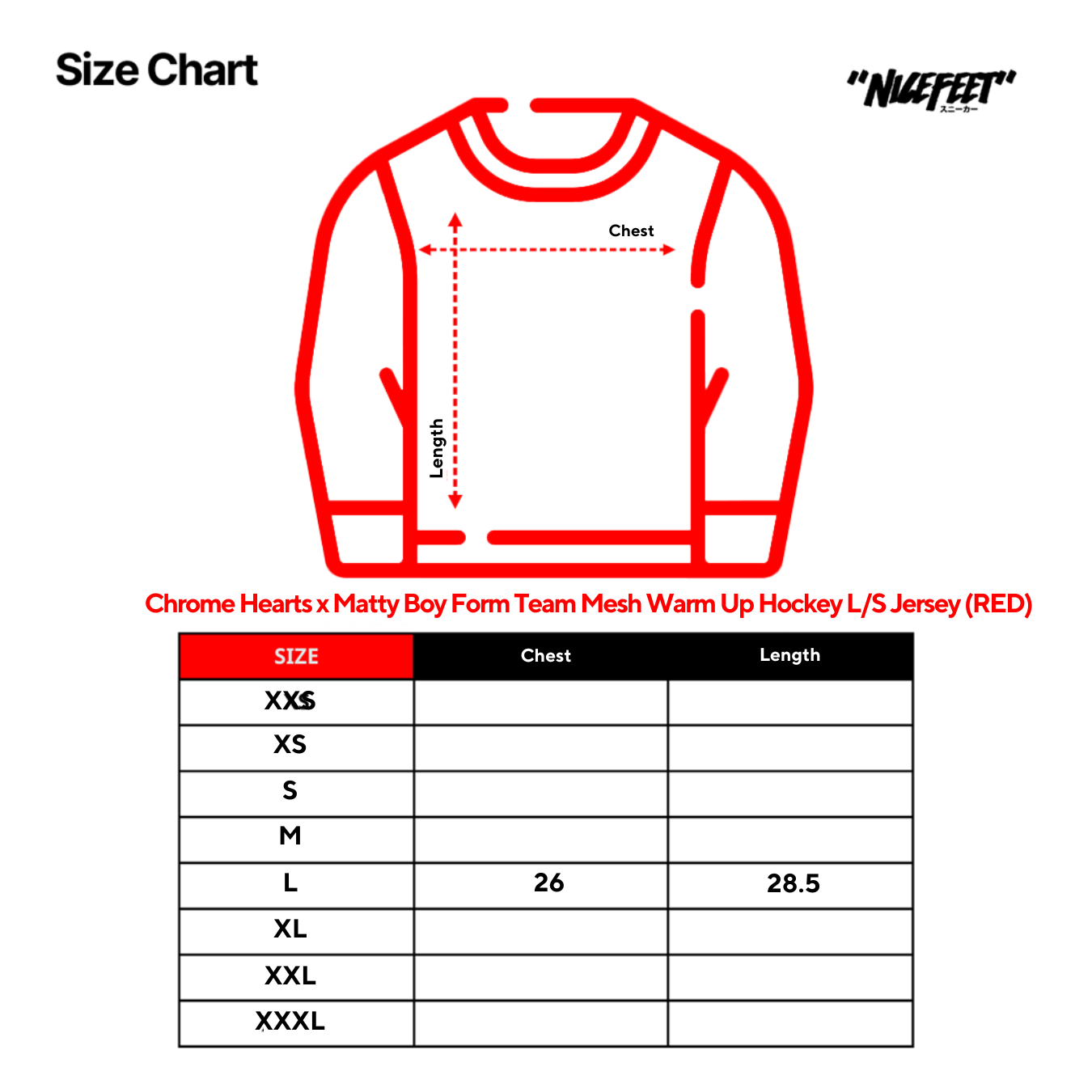 Chrome Hearts x Matty Boy Form Team Mesh Warm Up Hockey L/S Jersey (RED)