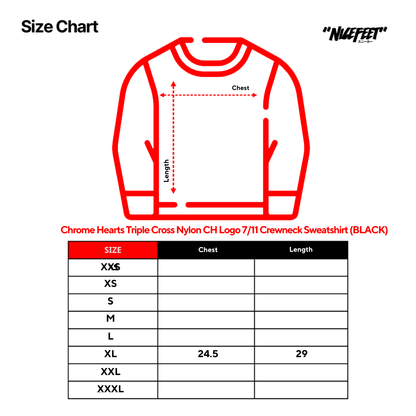 Chrome Hearts Triple Cross Nylon CH Logo 7/11 Crewneck Sweatshirt (BLACK)