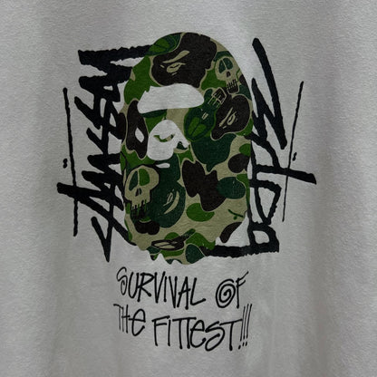 STUSSY X BAPE camo skull head t-shirt (WHITE)