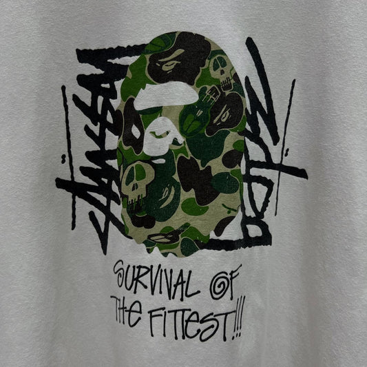 STUSSY X BAPE camo skull head t-shirt (WHITE)