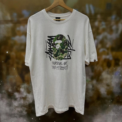 STUSSY X BAPE camo skull head t-shirt (WHITE)