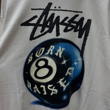 Stussy X Born & Raised 8-Ball Tee (WHITE)