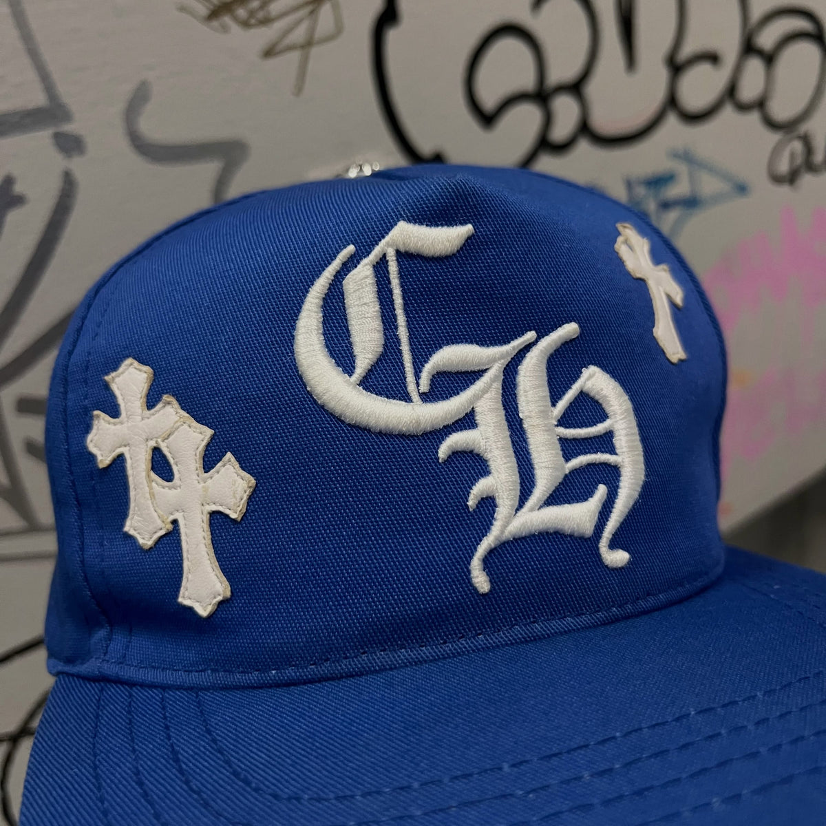 Chrome Hearts CH Cross Patch Baseball Hat (BLUE)