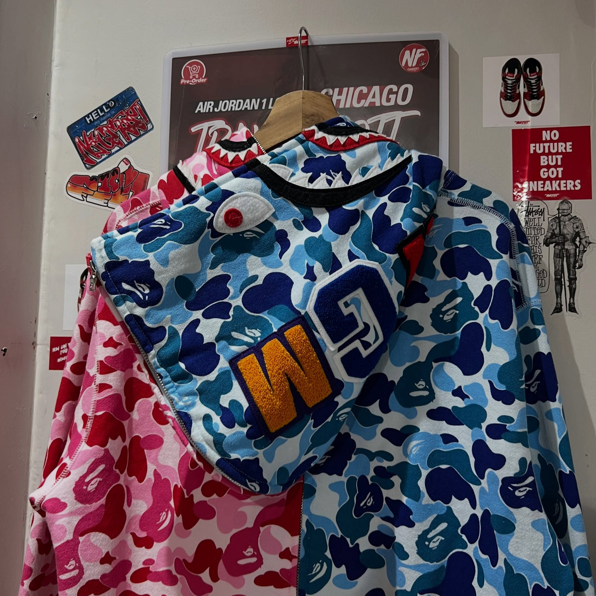 BAPE ABC Camo Separate Shark Full Zip Hoodie (PINK/BLUE)