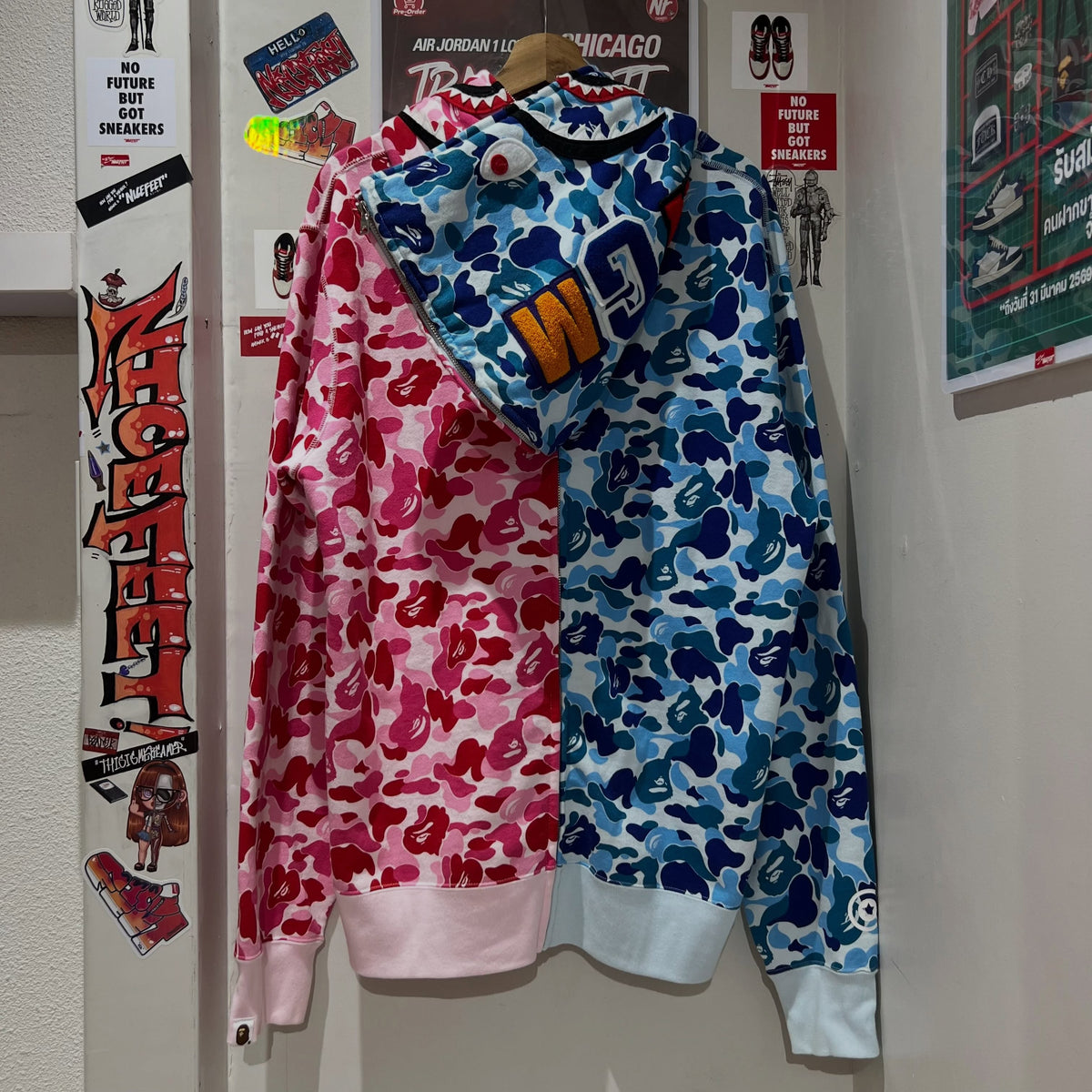 BAPE ABC Camo Separate Shark Full Zip Hoodie (PINK/BLUE)